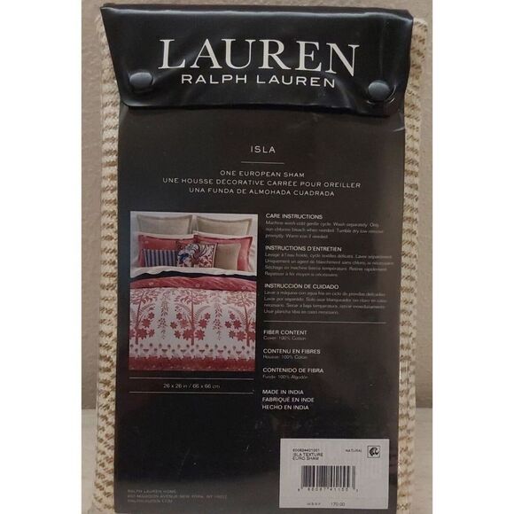Ralph Lauren ISLA TEXTURE 100% Cotton NATURAL European Euro Pillow Sham $170 - Picture 9 of 12